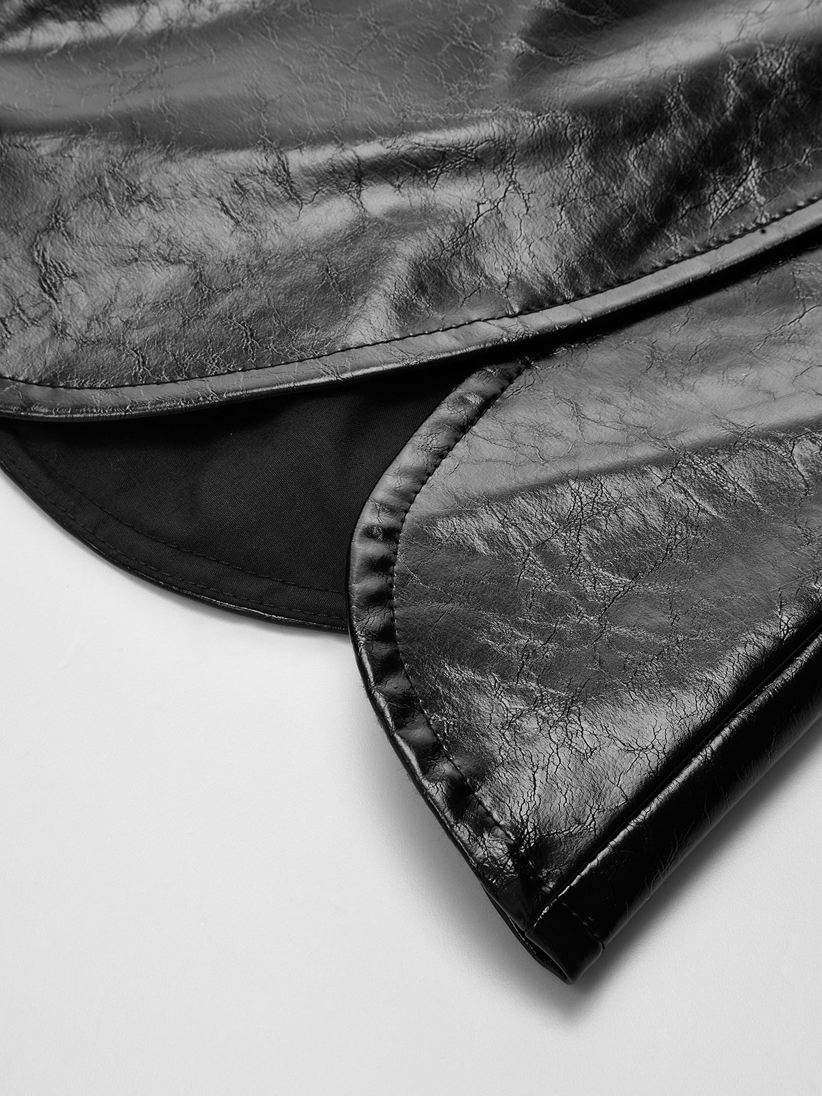 Scalloped Hem Faux Leather Mini Skirt