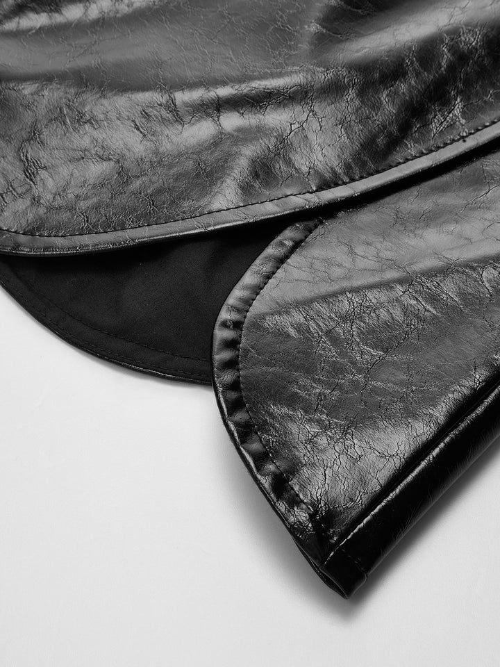 Scalloped Hem Faux Leather Mini Skirt