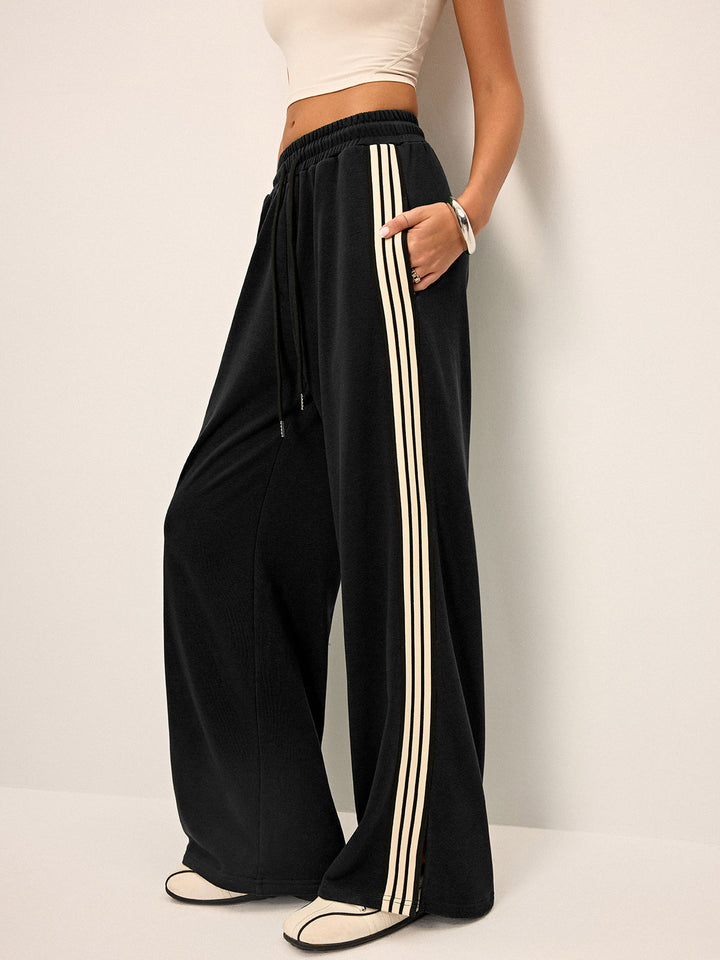 Side Stripe Wide-Leg Sweatpants