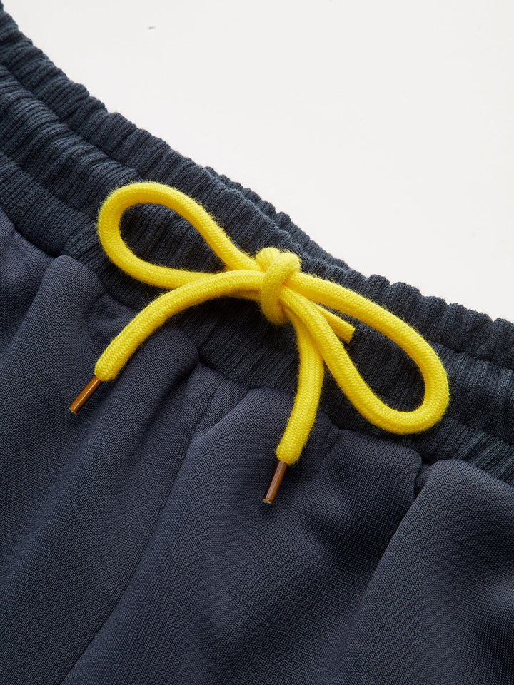 Striped Drawstring Curved-Leg Sweatpants