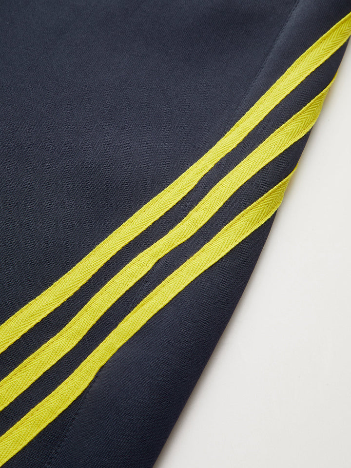 Striped Drawstring Curved-Leg Sweatpants