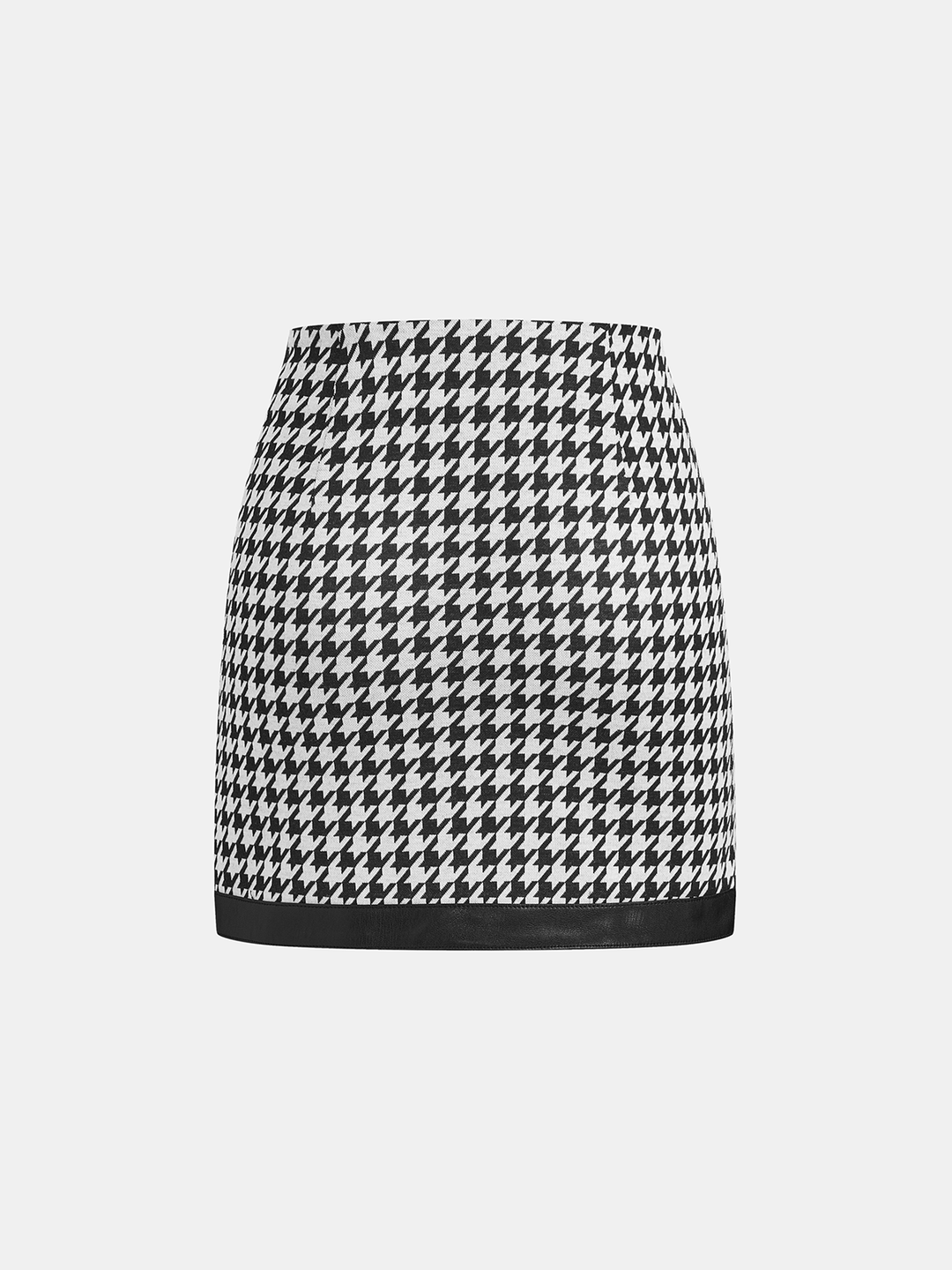 Houndstooth Paneled Knit Mini Skirt