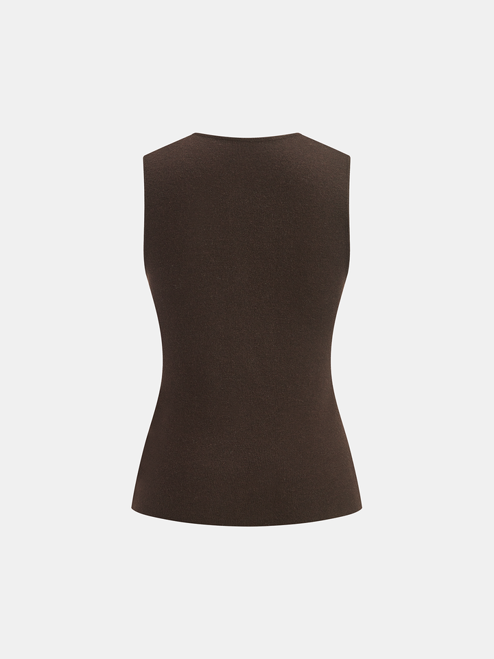 Wool Blend Metal Button Vest and Skirt Set