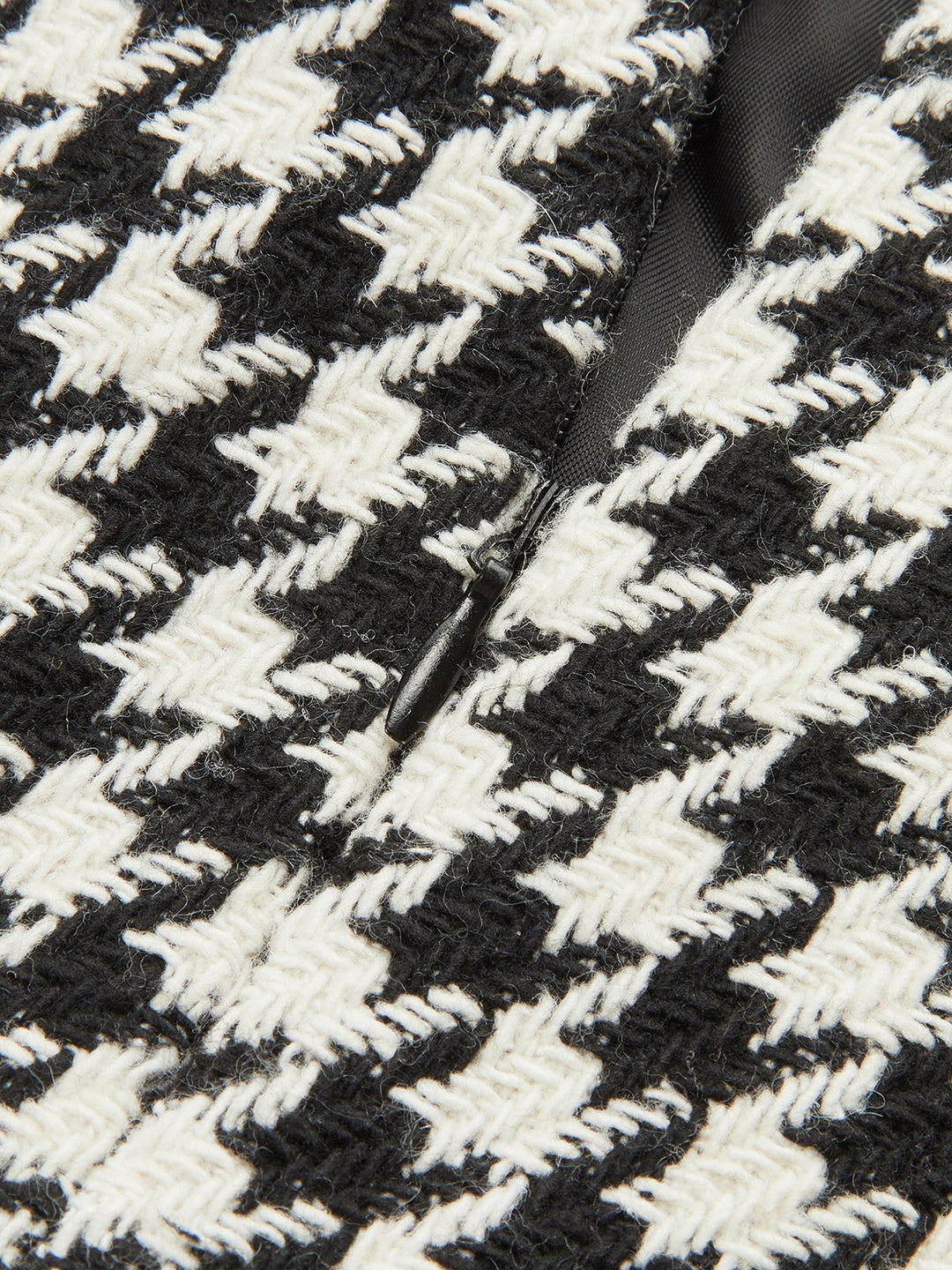 Houndstooth Tweed Slit Front Maxi Skirt