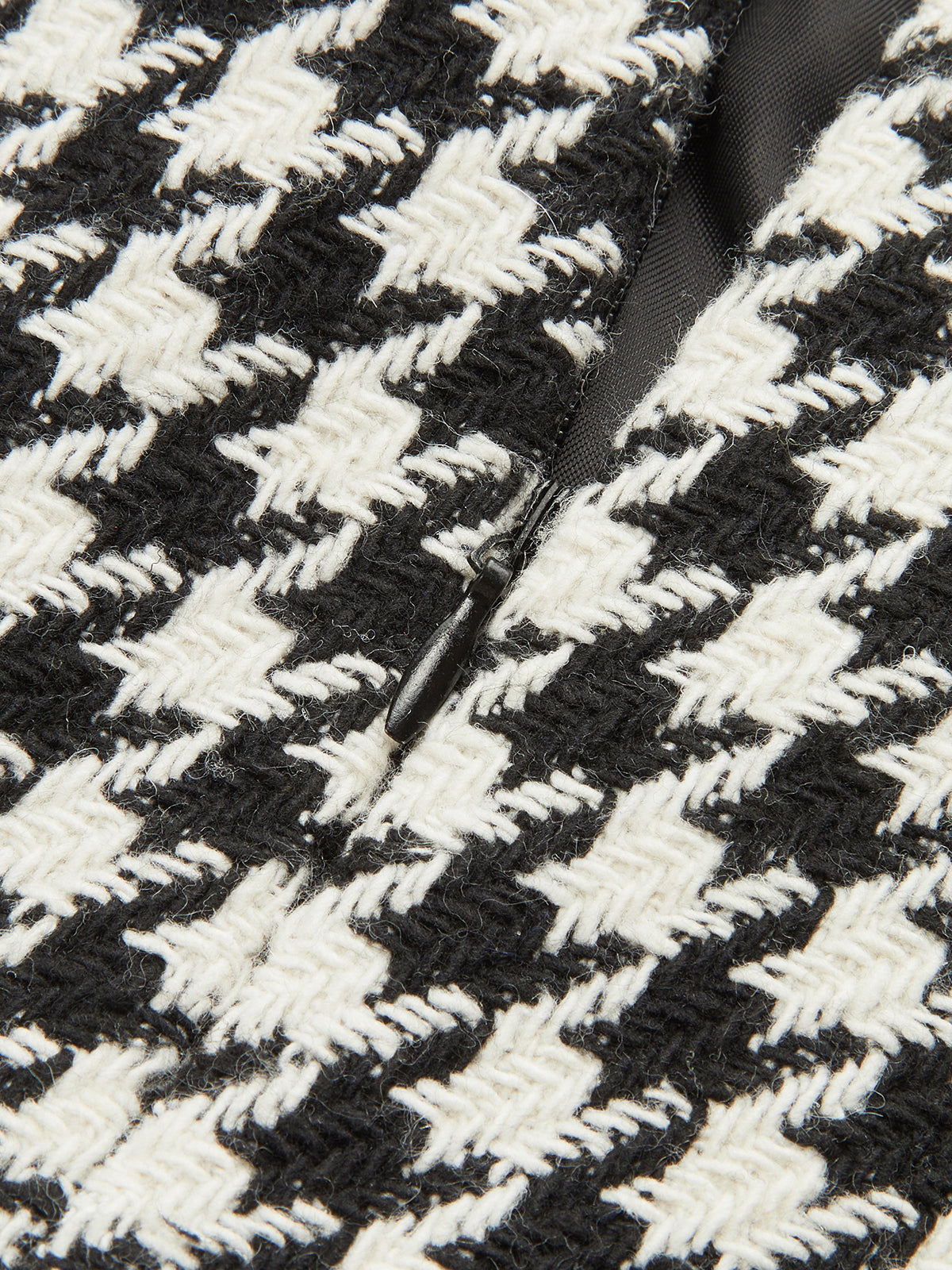 Houndstooth Tweed Slit Front Maxi Skirt