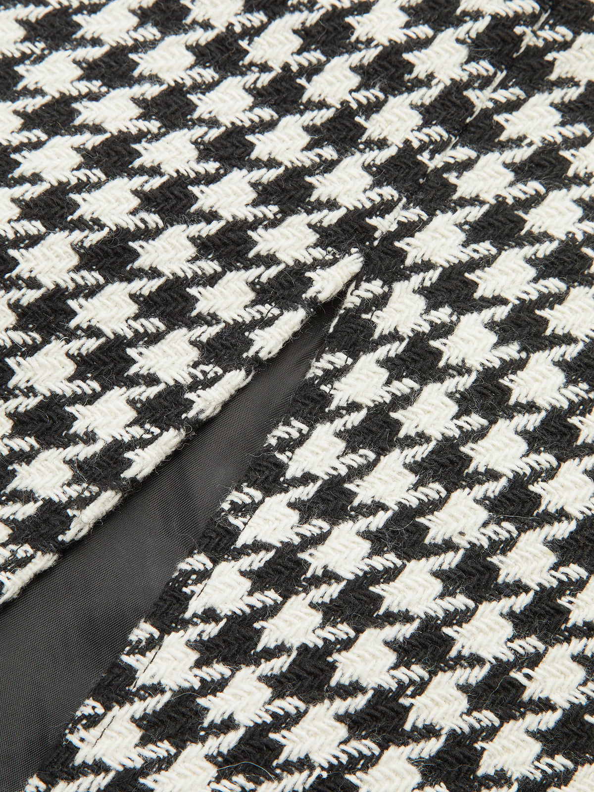 Houndstooth Tweed Slit Front Maxi Skirt