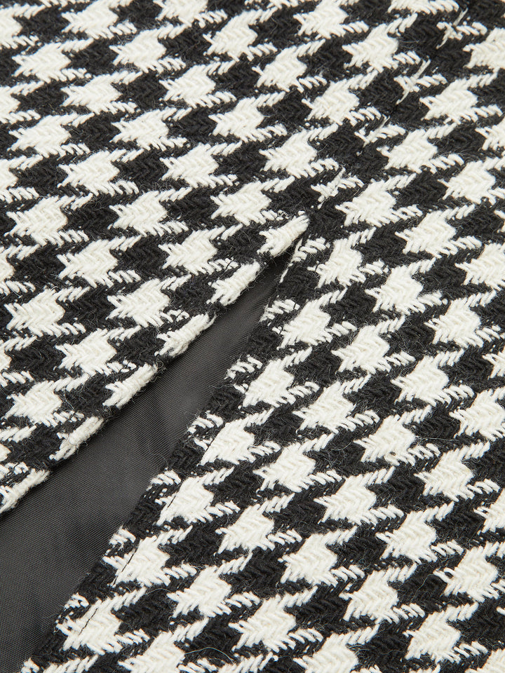 Houndstooth Tweed Slit Front Maxi Skirt