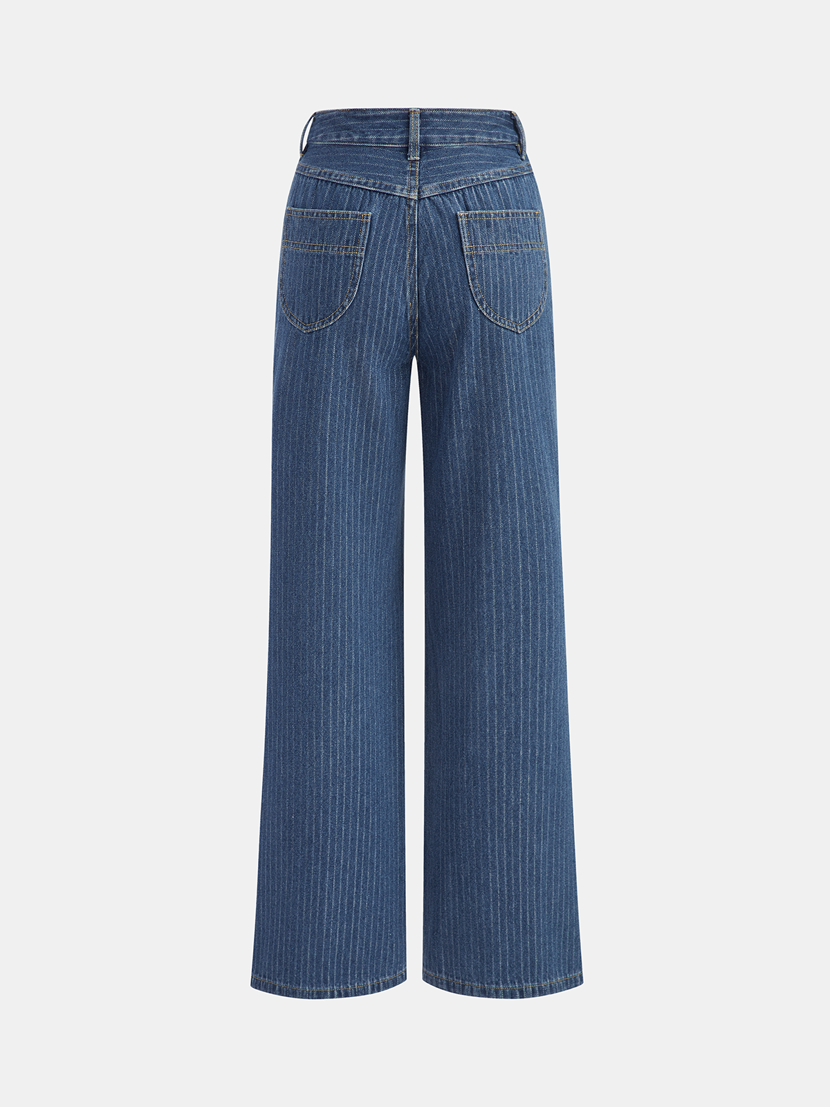 Pinstripe Mid-Waisted Straight-Leg Jeans