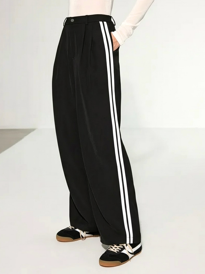 Casual Side Stripe Wide-Leg Pants
