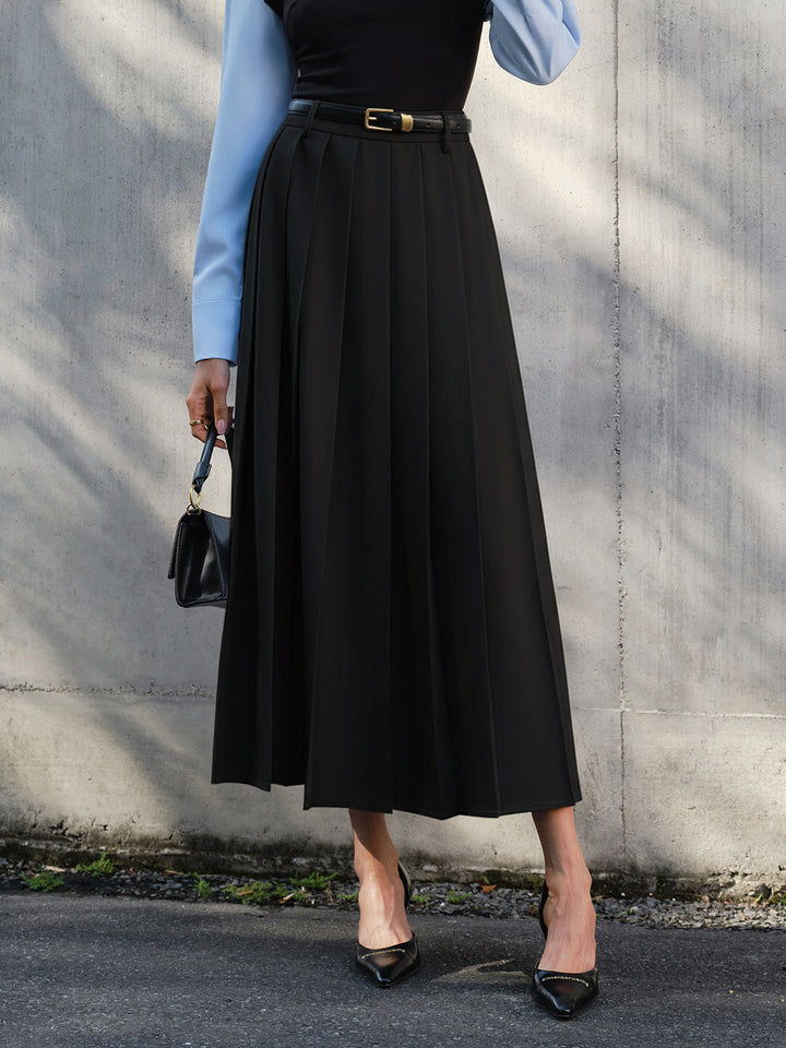 Minimalist Pleated Skirt Without Belt