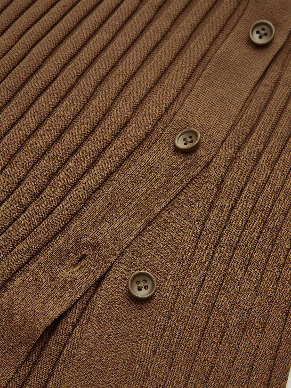 Ribbed Side Slit Button Detail Midi Skirt