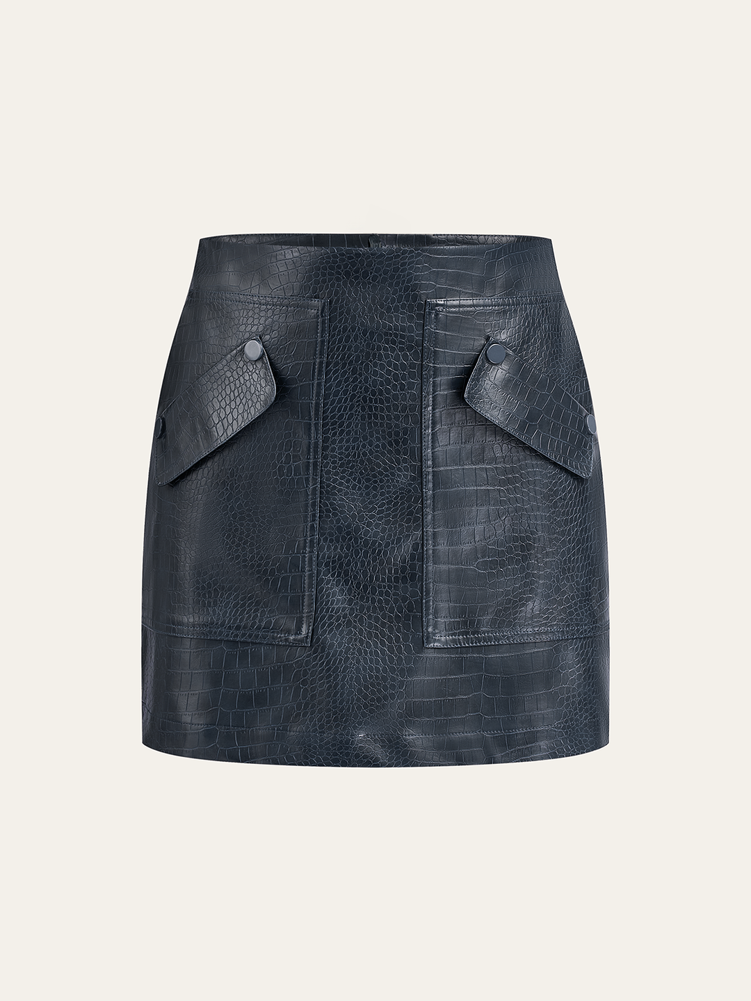 Faux Leather Crocodile-Embossed Mini Skirt