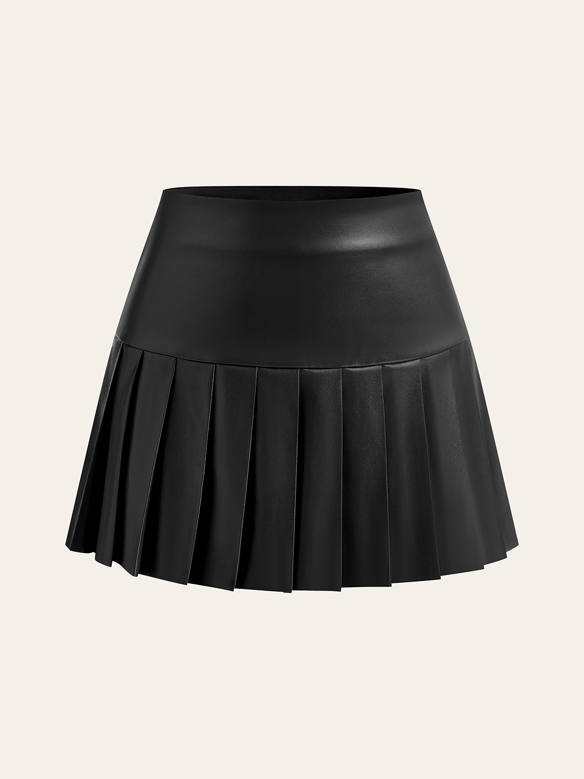Faux Leather High-Waist Pleated Mini Skirt