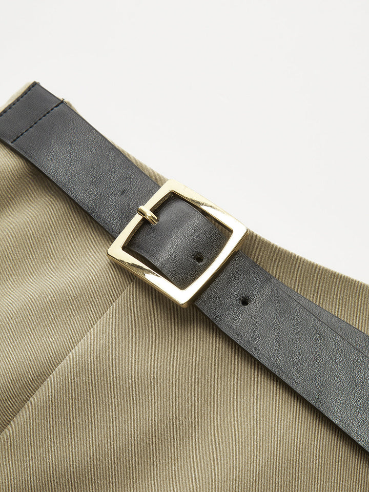 Belted Asymmetrical Drape Skirt