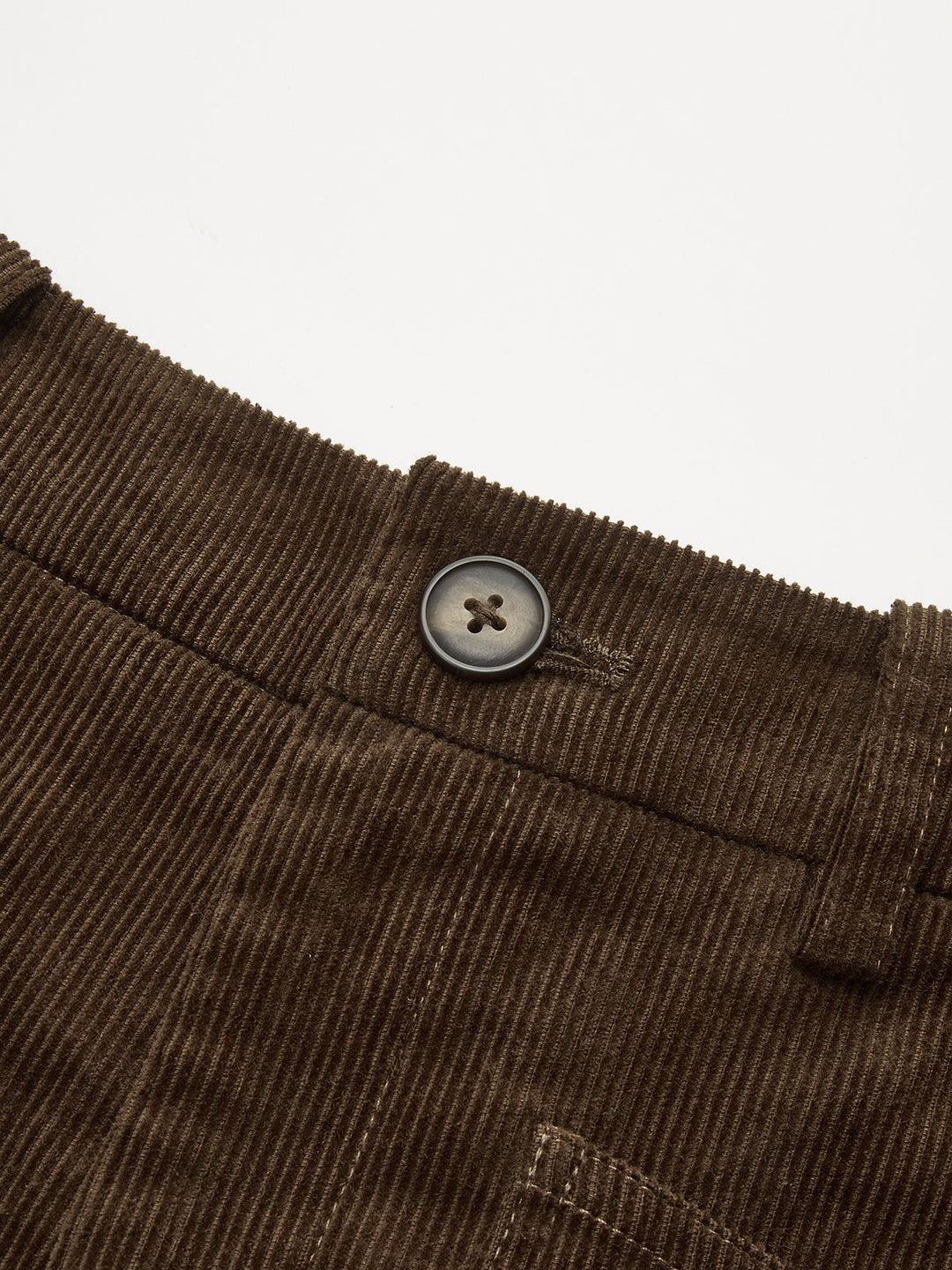 Corduroy Mid-Waist Curved-Leg Pants