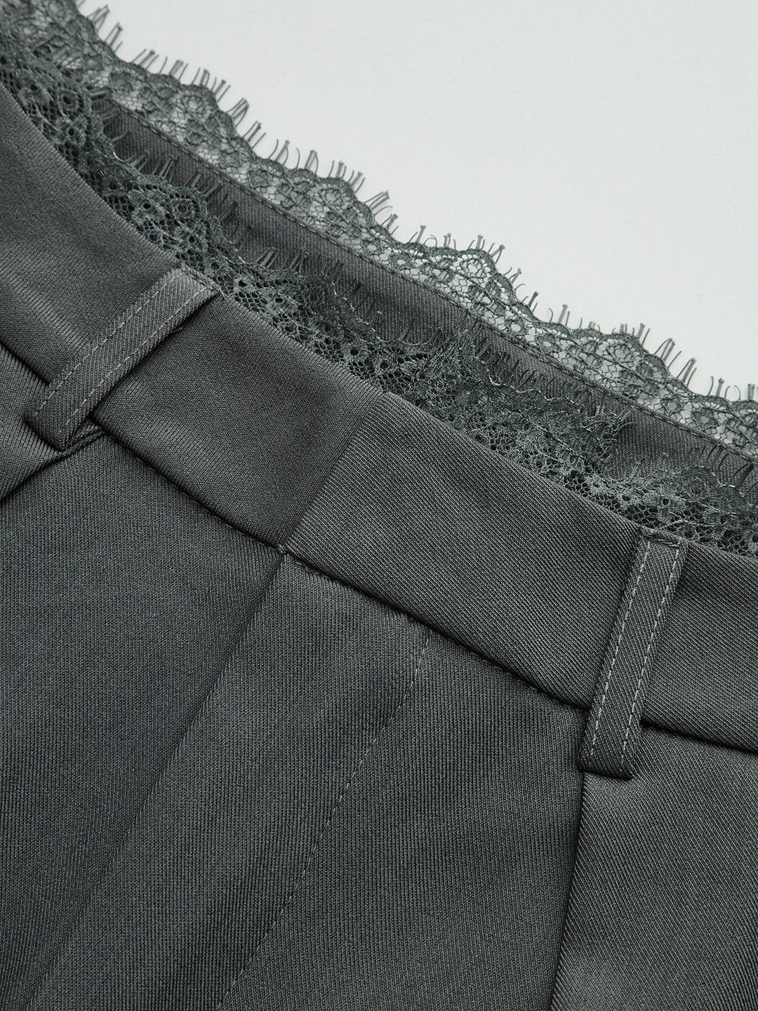 High-Waist Lace Trim Wide-Leg Pants