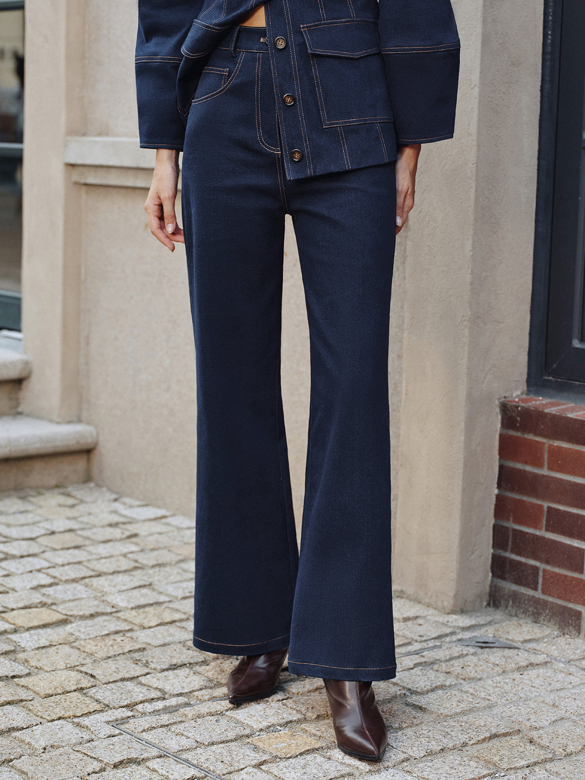 High-Waisted Straight-Leg Jeans