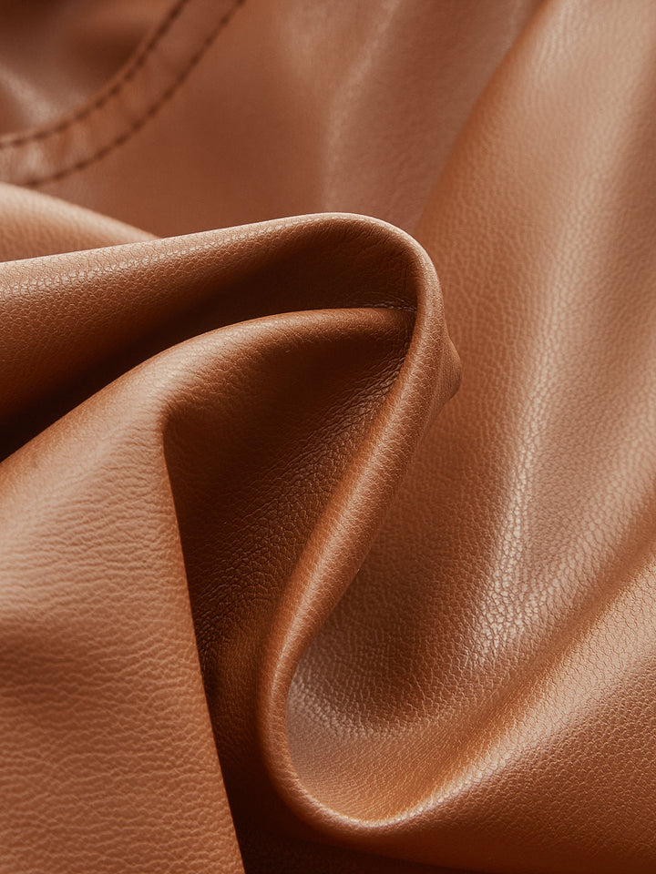 High-Waist PU Leather Cuffed Shorts with Belt