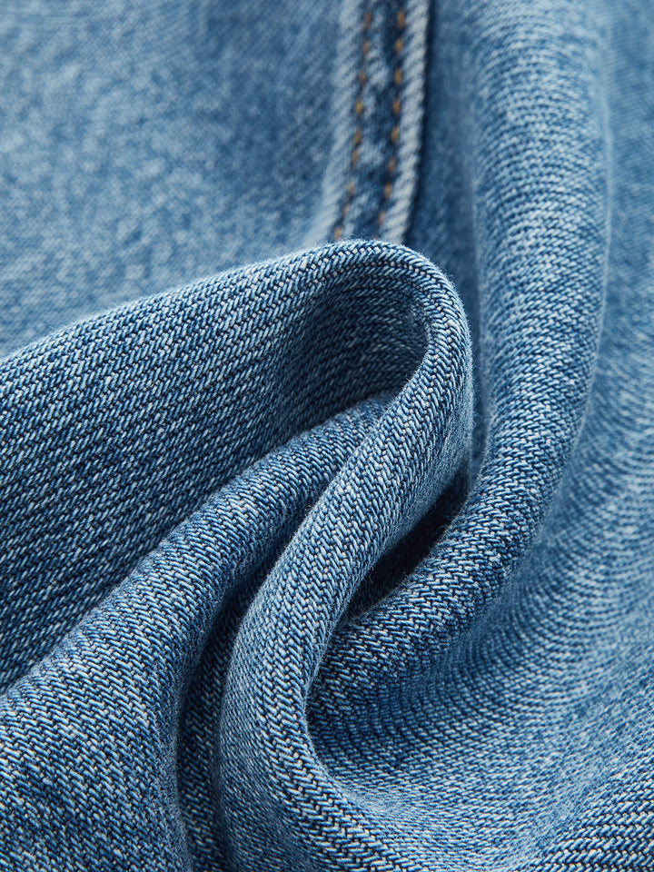 Denim Curved-Leg Jeans