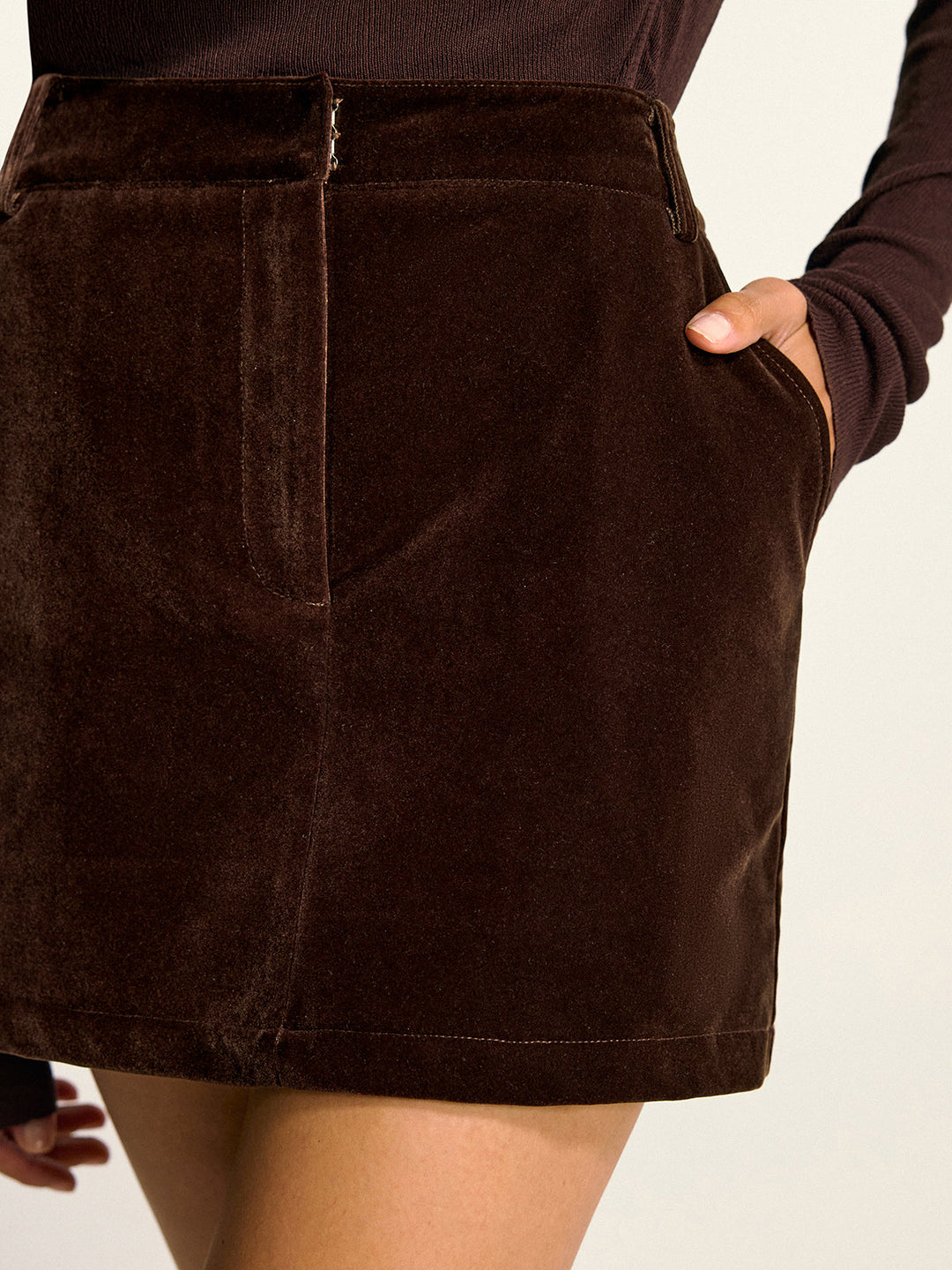 Velvet Mini Skirt without Belt