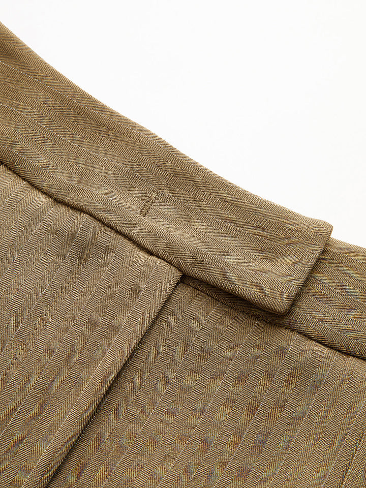 Pleated Pinstriped Wide-Leg Pants