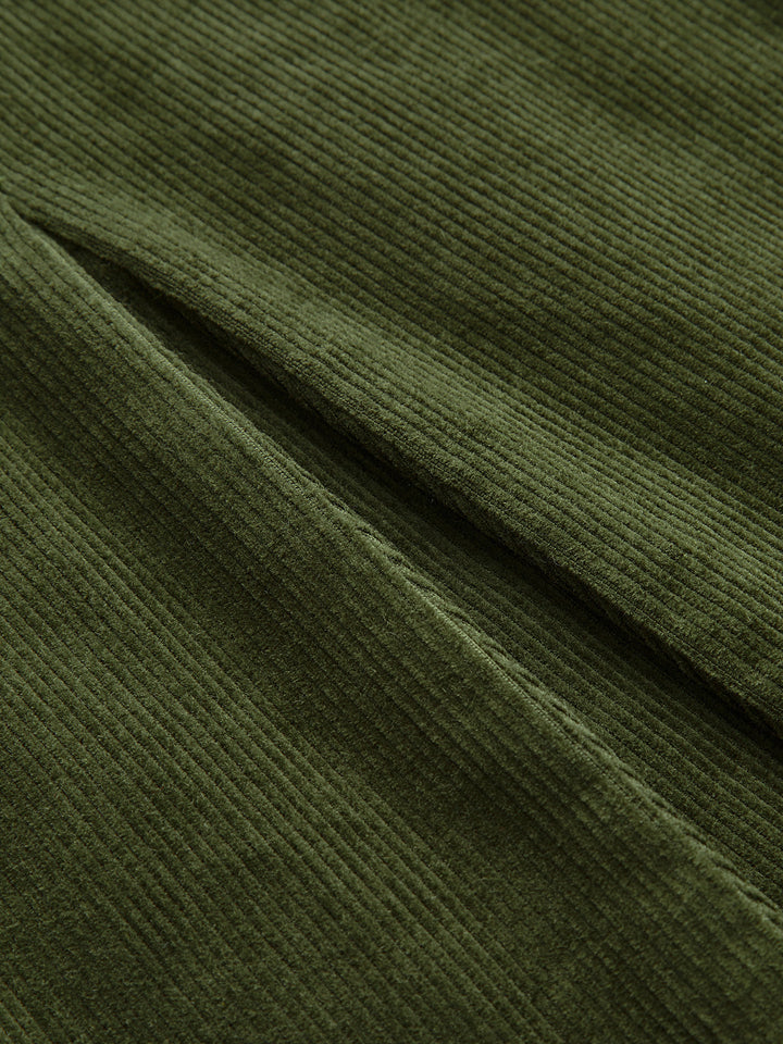 Pleated Corduroy Midi Skirt