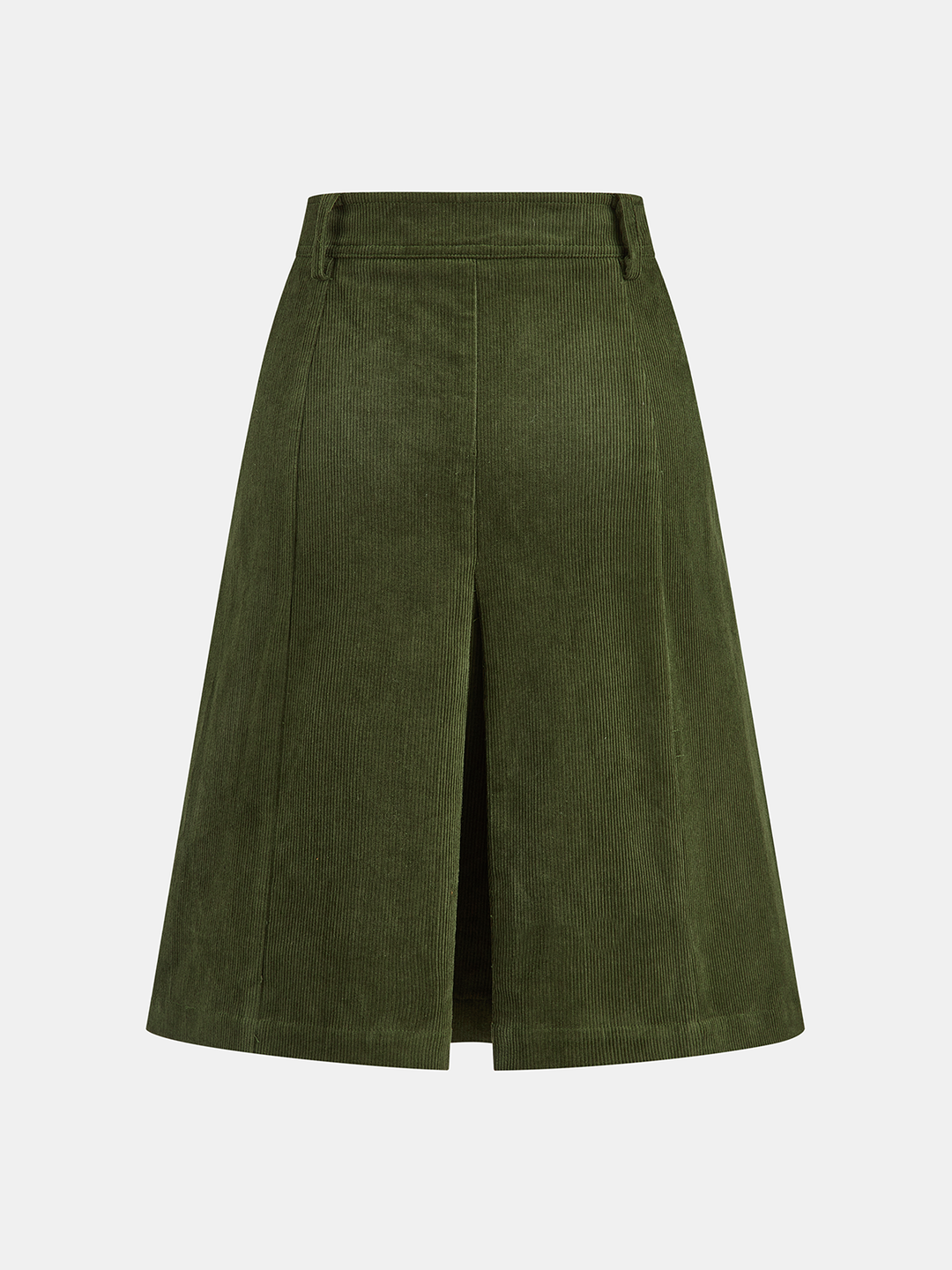 Pleated Corduroy Midi Skirt