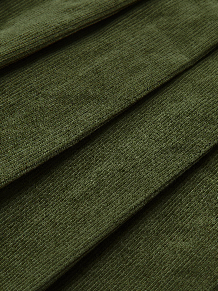 Pleated Corduroy Midi Skirt