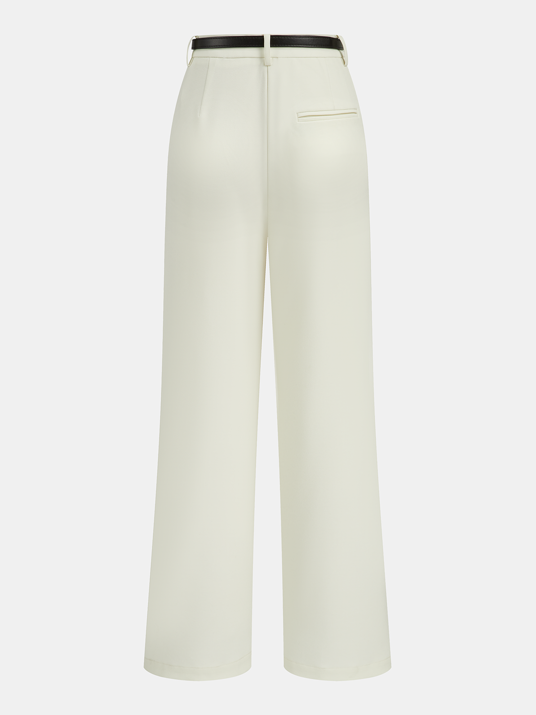 Belted Pleated Straight-Leg Pants