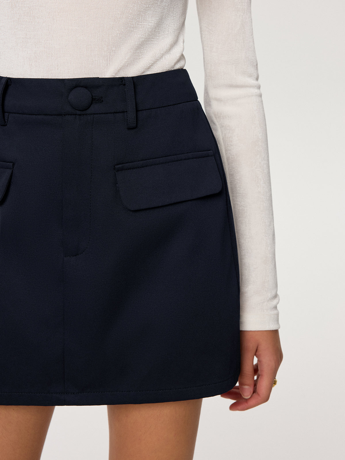 Cotton Blend Mini Skirt without Belt