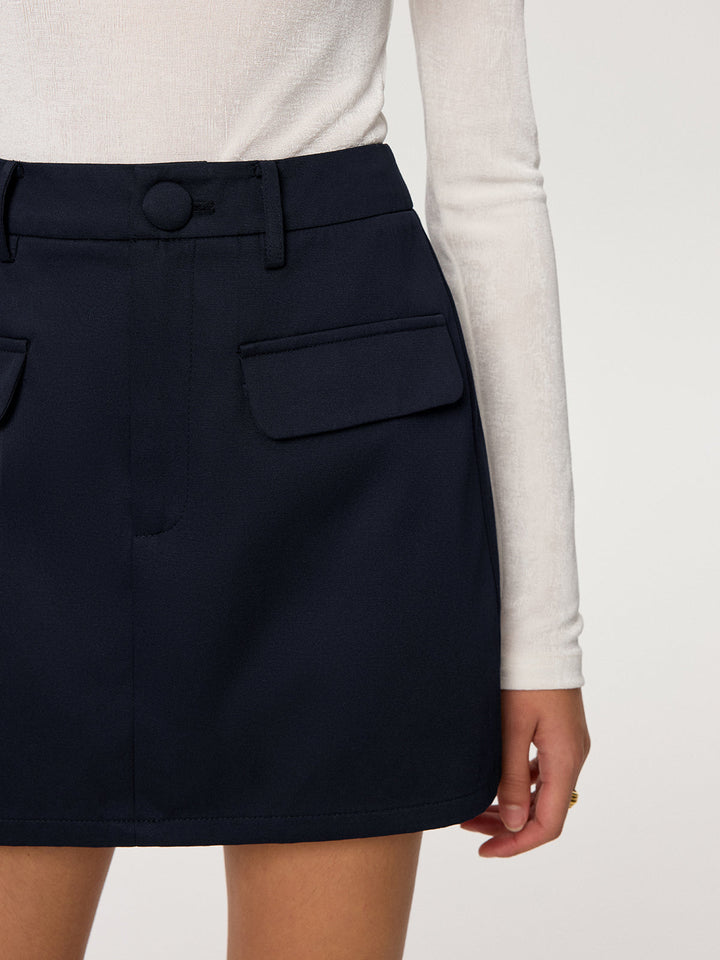 Cotton Blend Mini Skirt without Belt