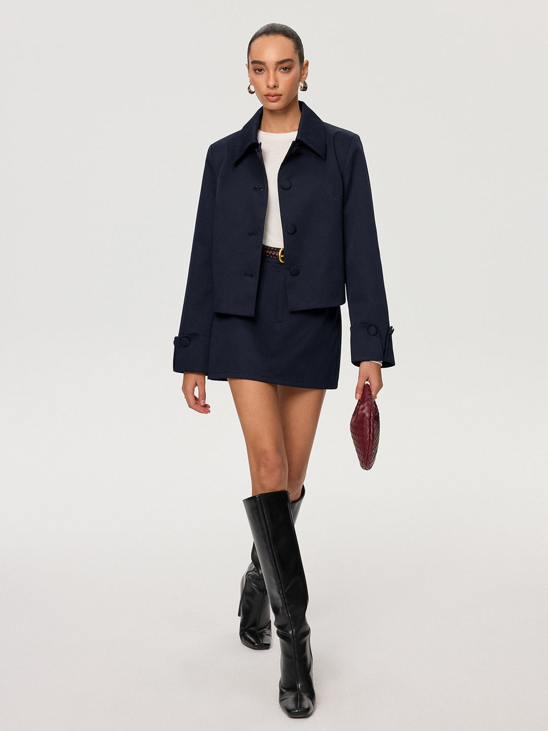 Cotton Blend Mini Skirt without Belt