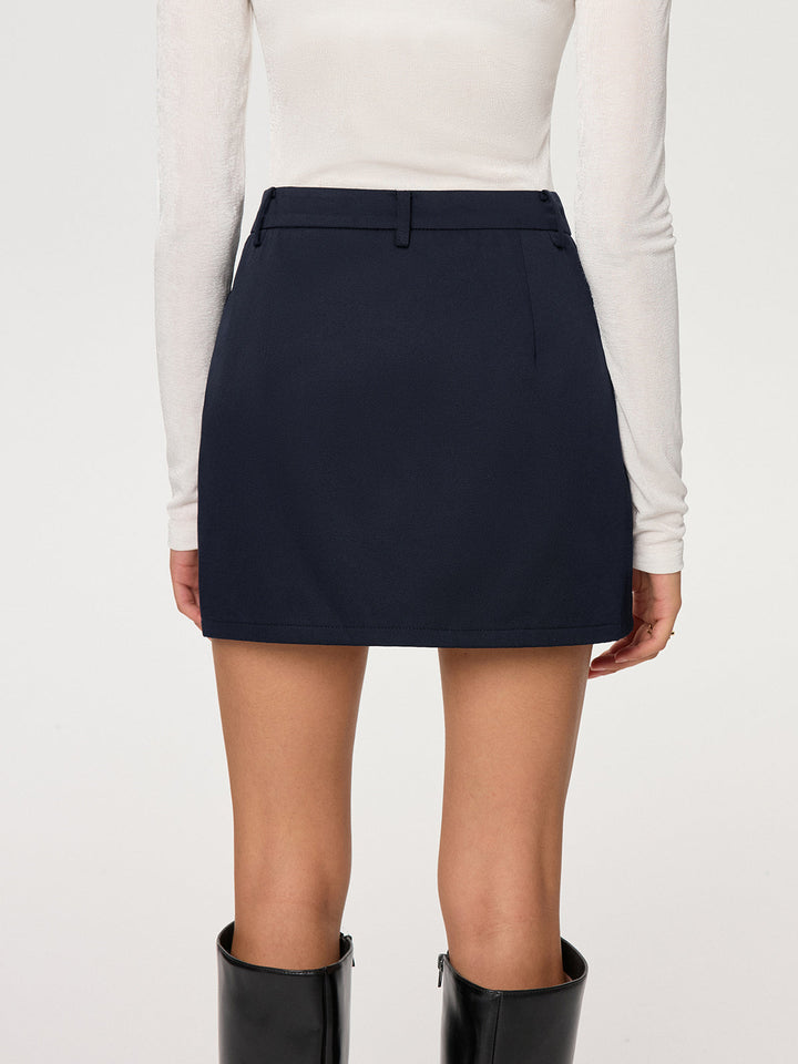 Cotton Blend Mini Skirt without Belt