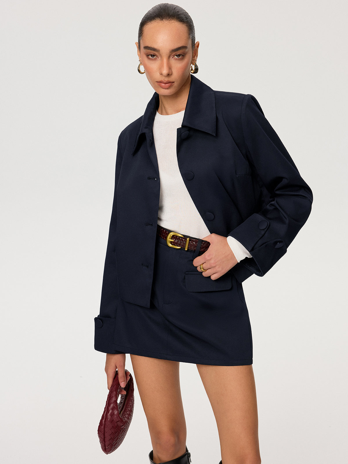 Cotton Blend Mini Skirt without Belt