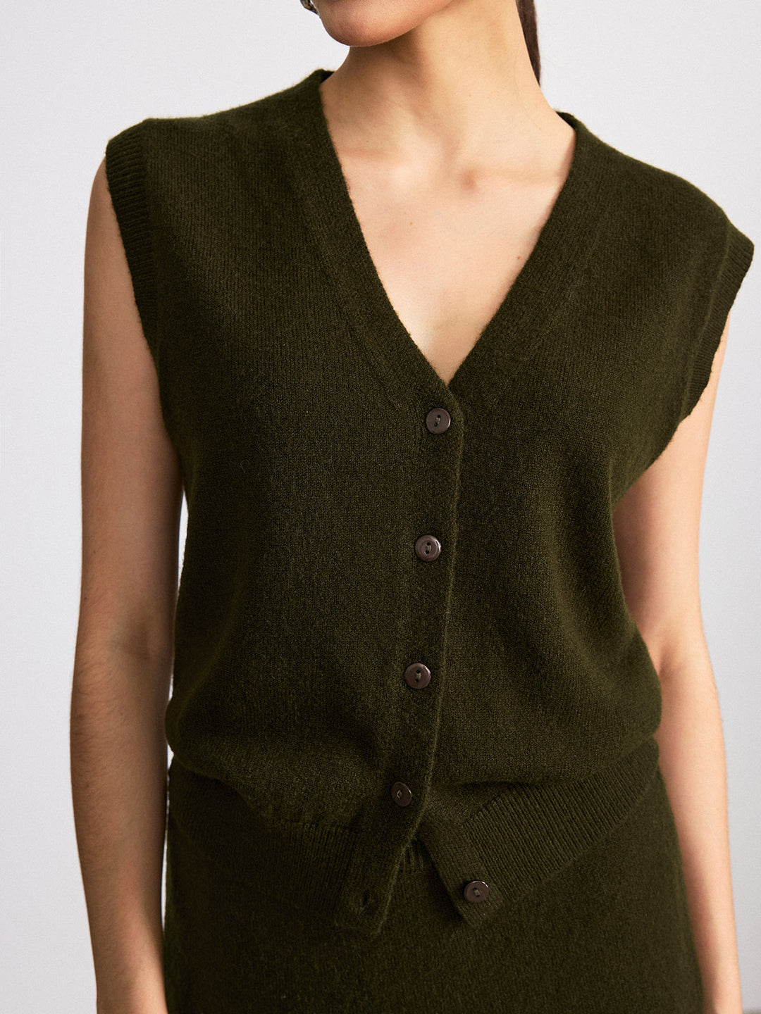 Wool Blend Knit Vest and Maxi Skirt Set