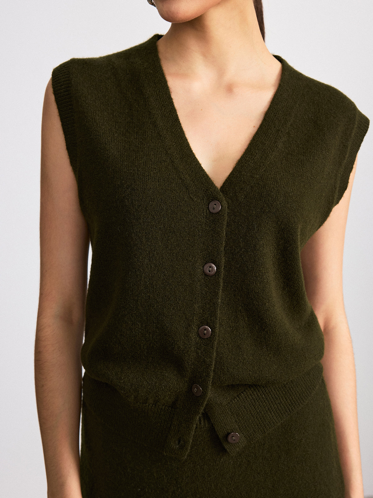 Wool Blend Knit Vest and Maxi Skirt Set