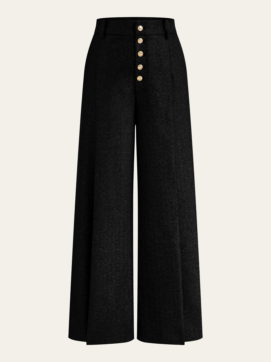 High-Waisted Button-Front Wide-Leg Pants