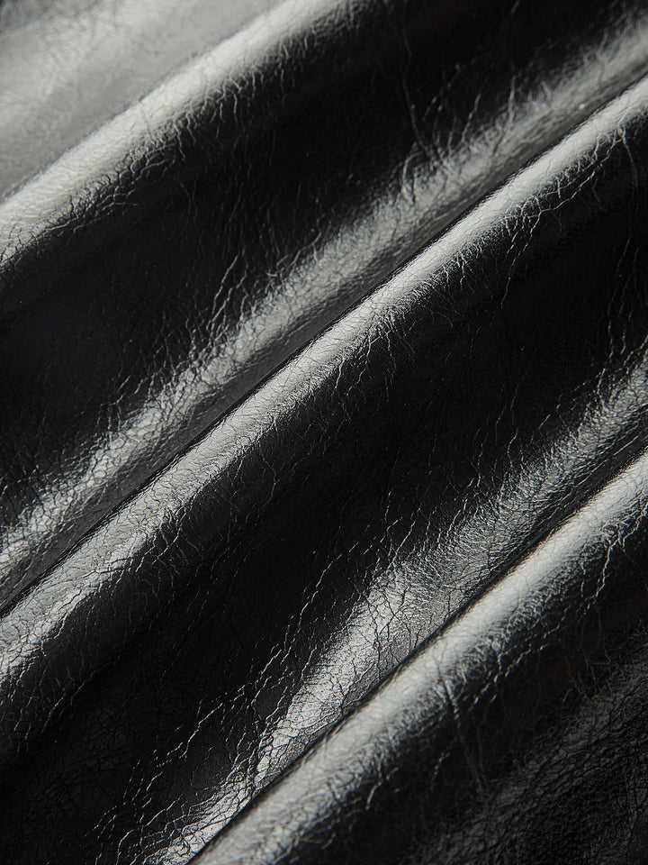 Contrast Pleated Faux Leather Mini Skirt