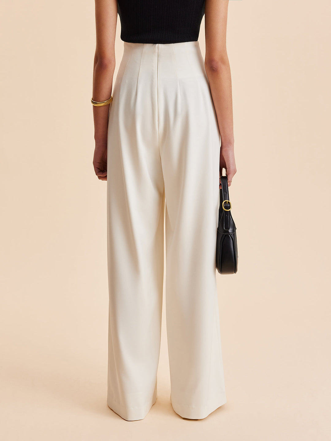 Embellished High-Waist Wide-Leg Pants