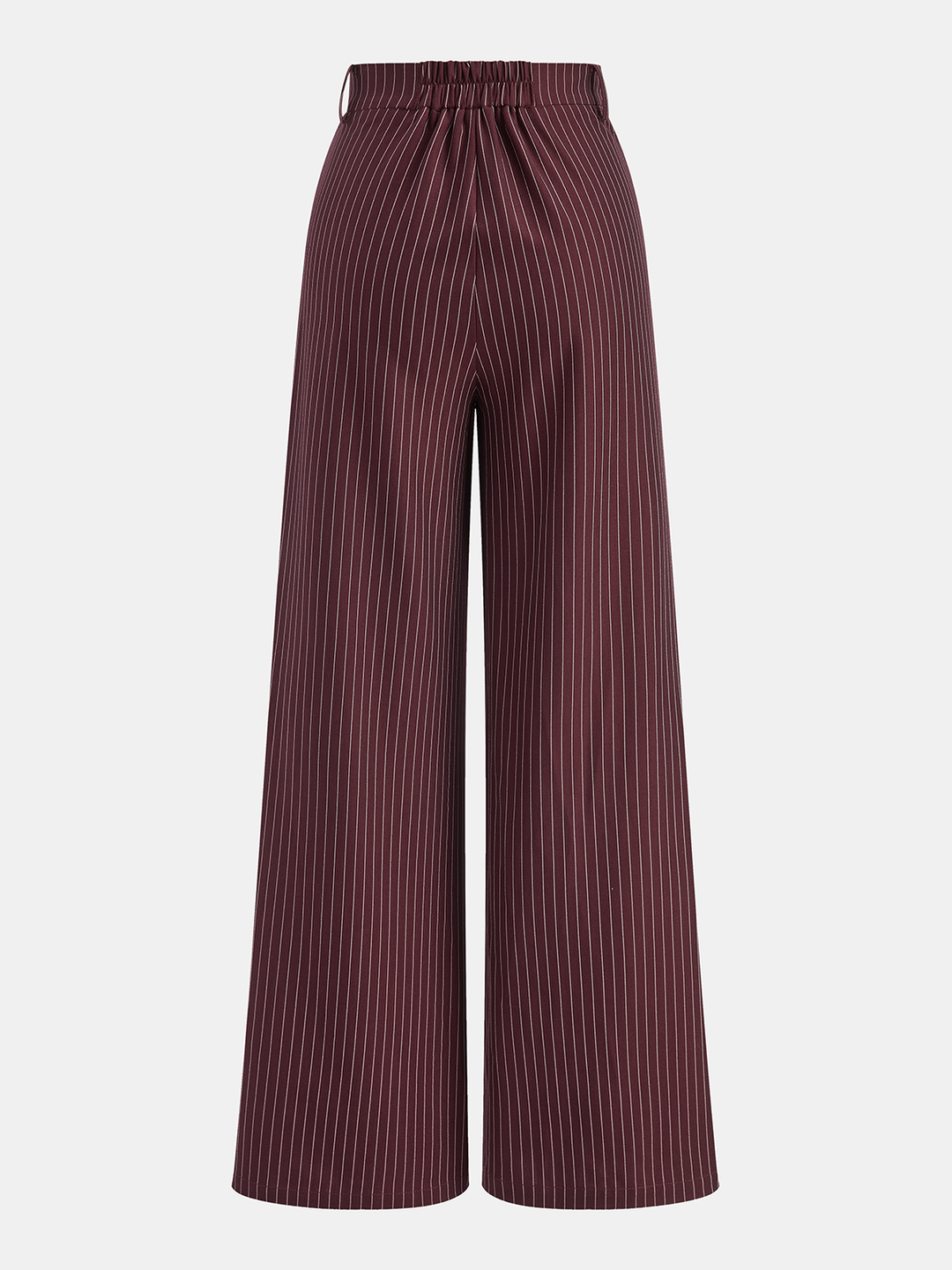 Asymmetric Waistband Pinstripe Wide-Leg Pants