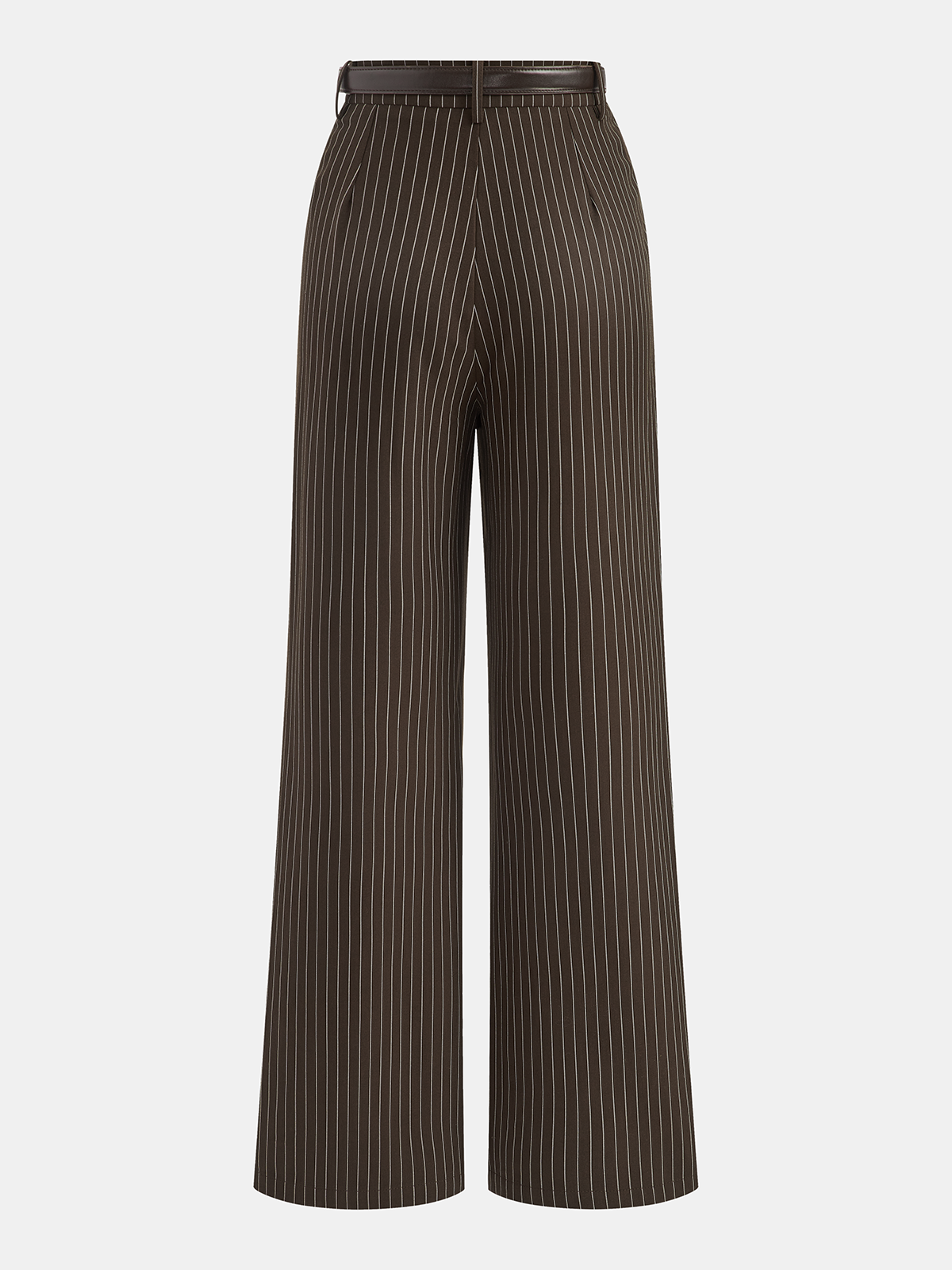 Mid-Waist Pinstripe Belted Pants