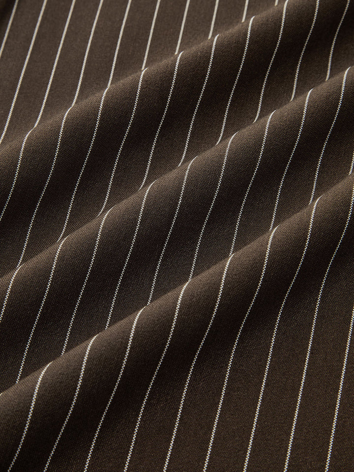 Mid-Waist Pinstripe Belted Pants