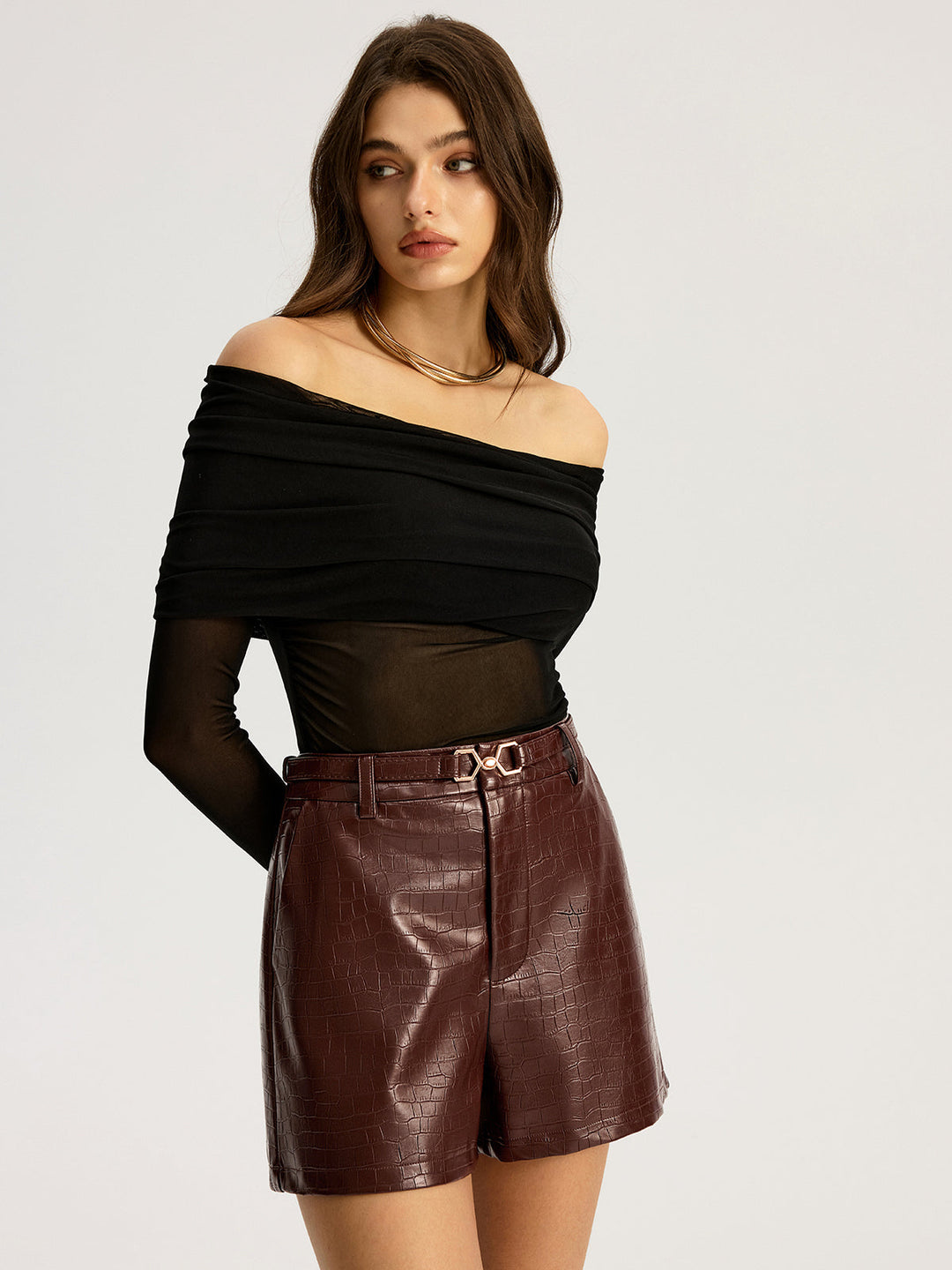 Belted Faux Leather Shorts
