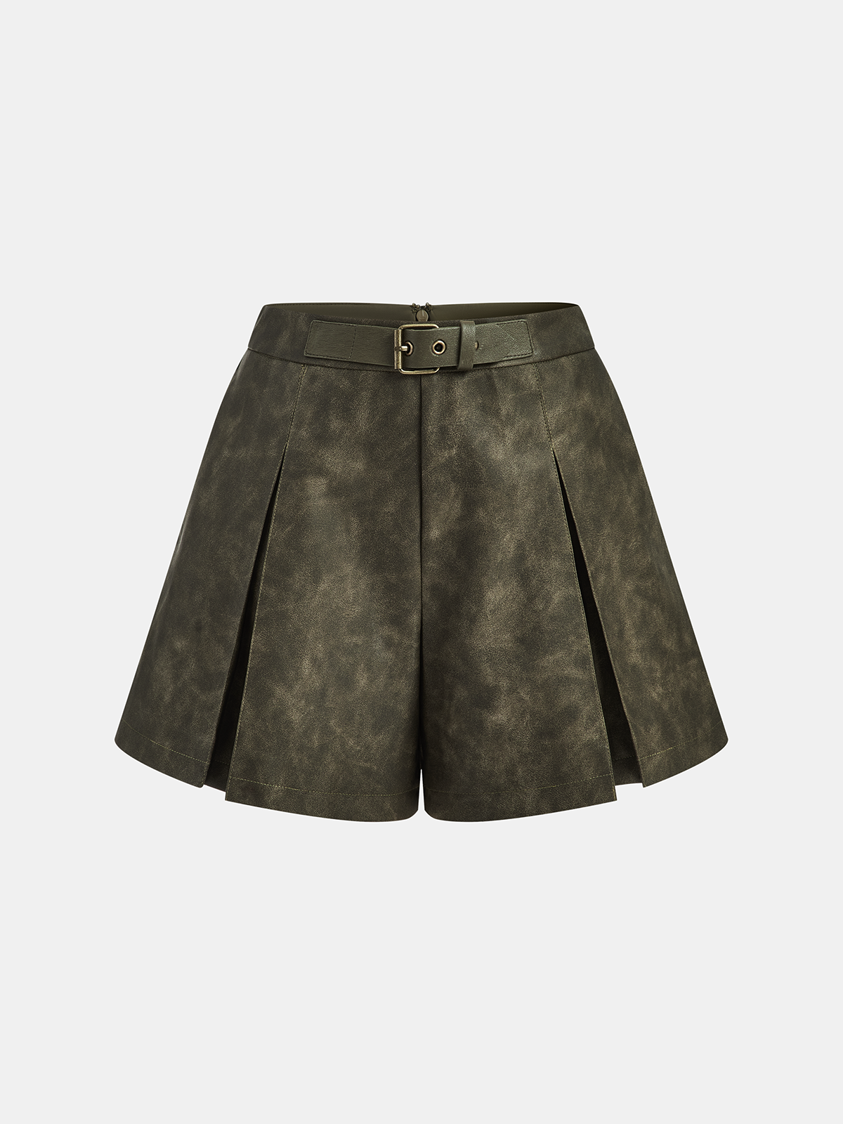 Faux Leather Pleated Shorts