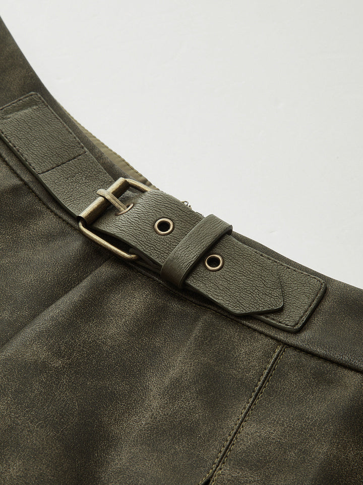 Faux Leather Pleated Shorts