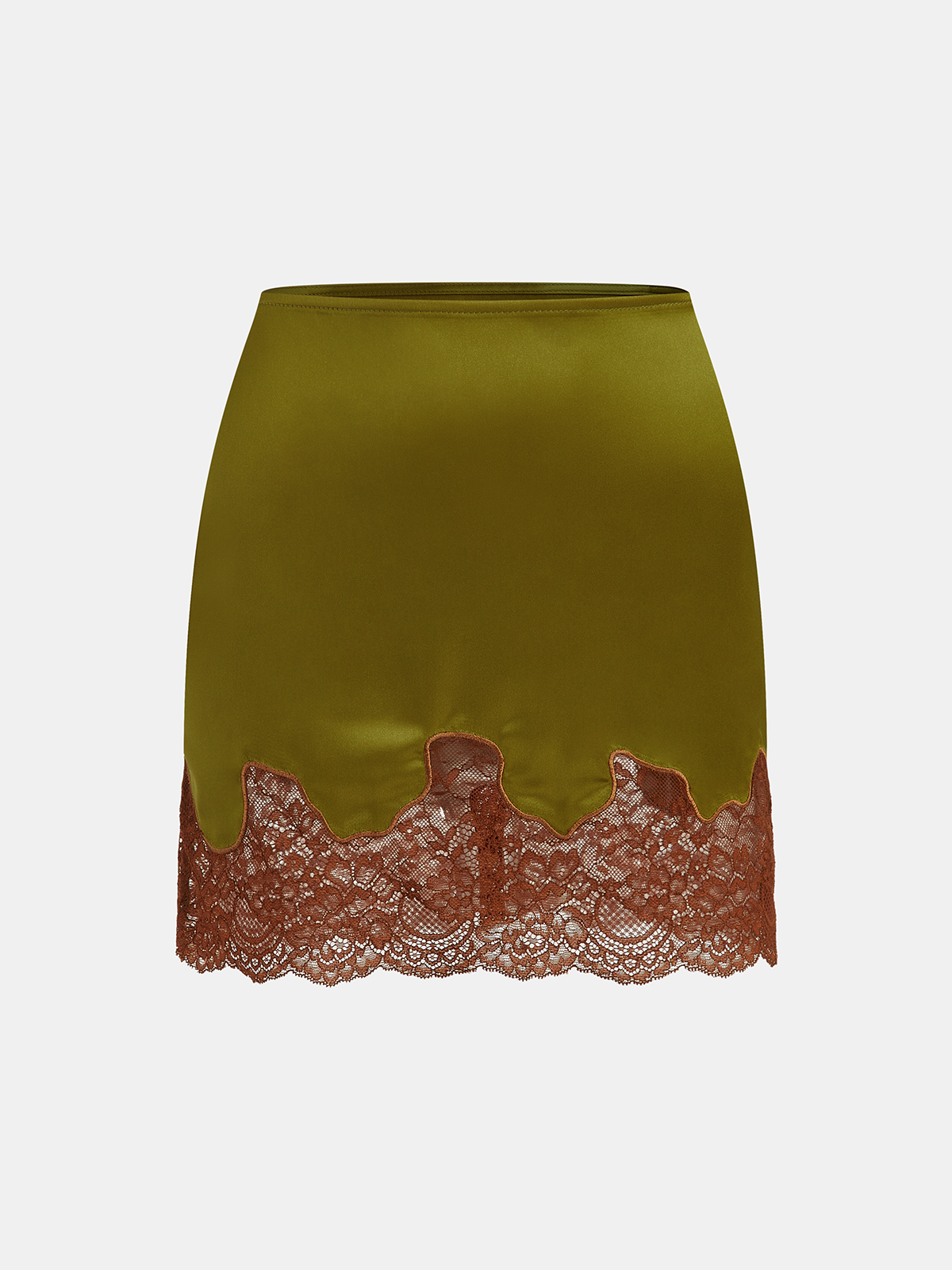 Lace Panel Satin Mini Skirt