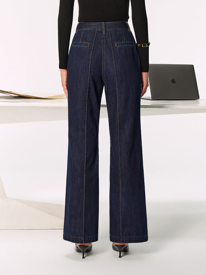 Mid-Waist Slit Denim Jeans