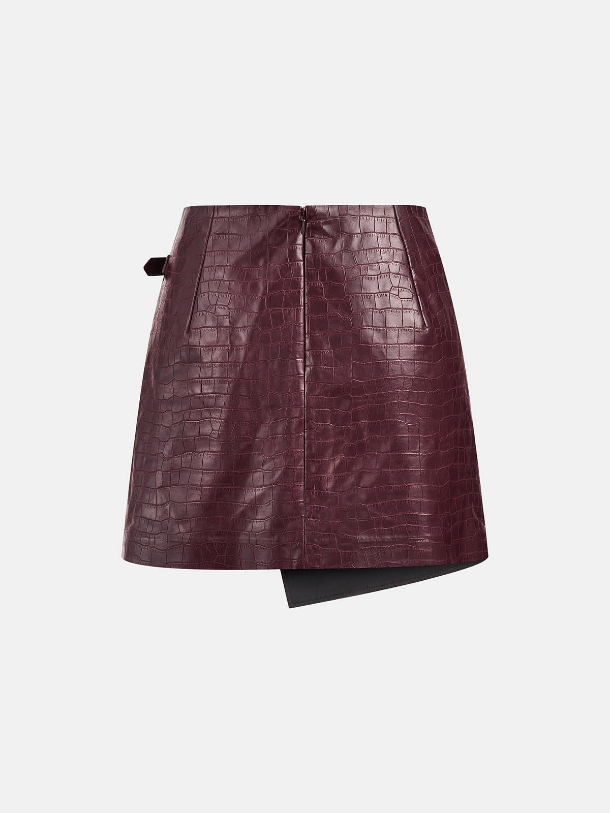 Crocodile Embossed PU Leather Mini Skirt