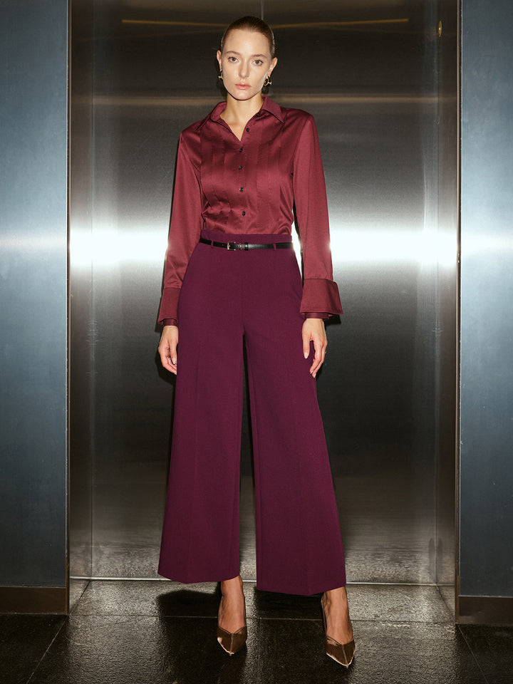 Belted Wide-Leg Cropped Pants