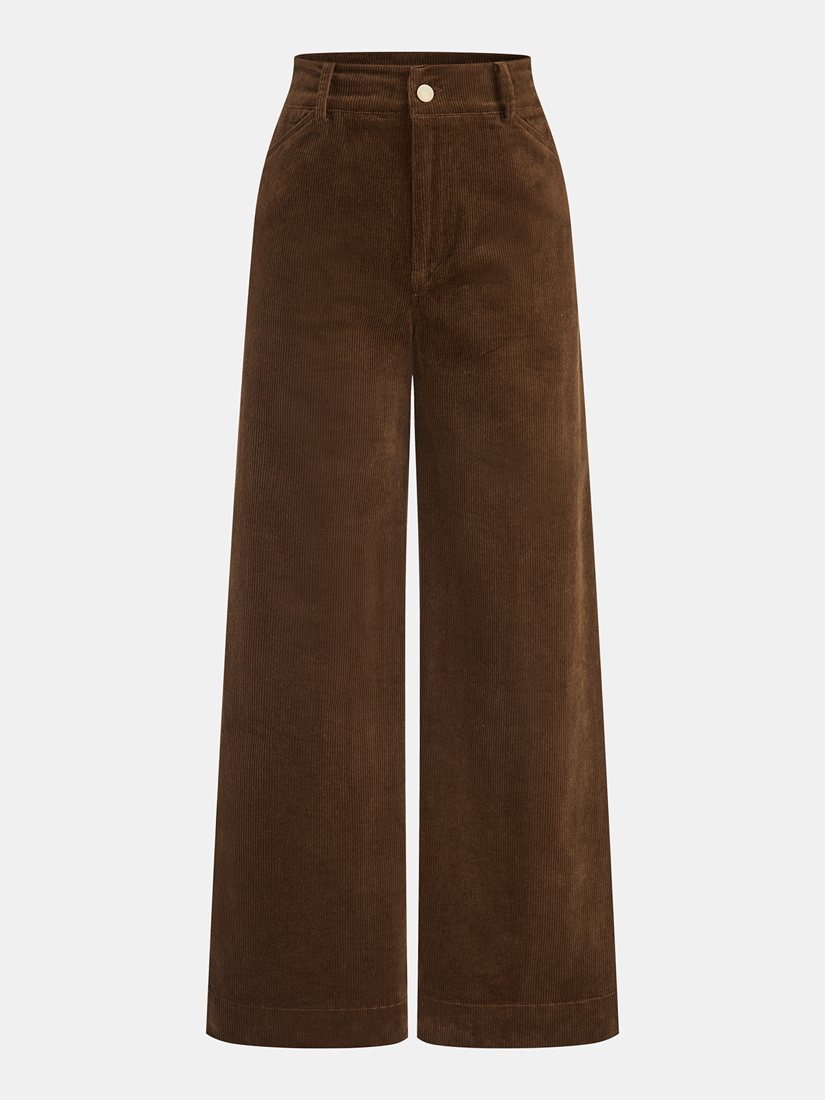 Mid-Waist Corduroy Wide-Leg Pants